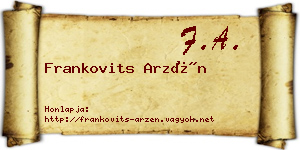 Frankovits Arzén névjegykártya